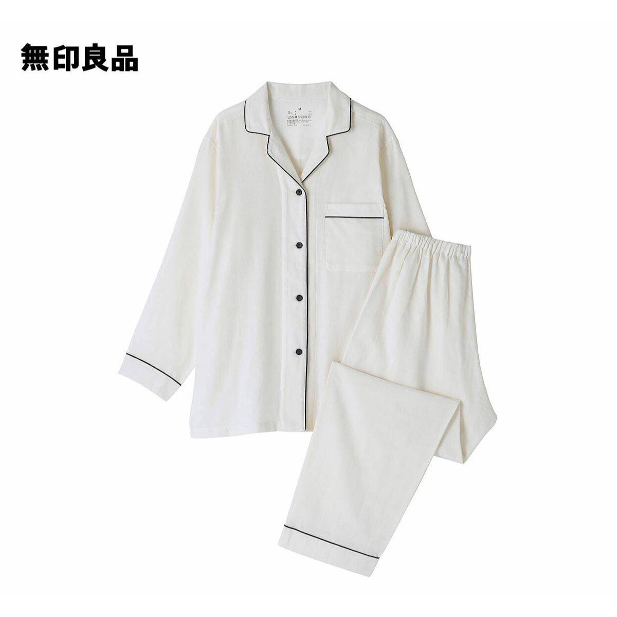 無印良品 脇に縫い目のない 二重ガーゼ長袖パジャマ