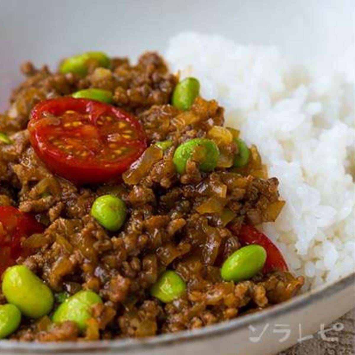 簡単具材  枝豆とトマトのドライカレー