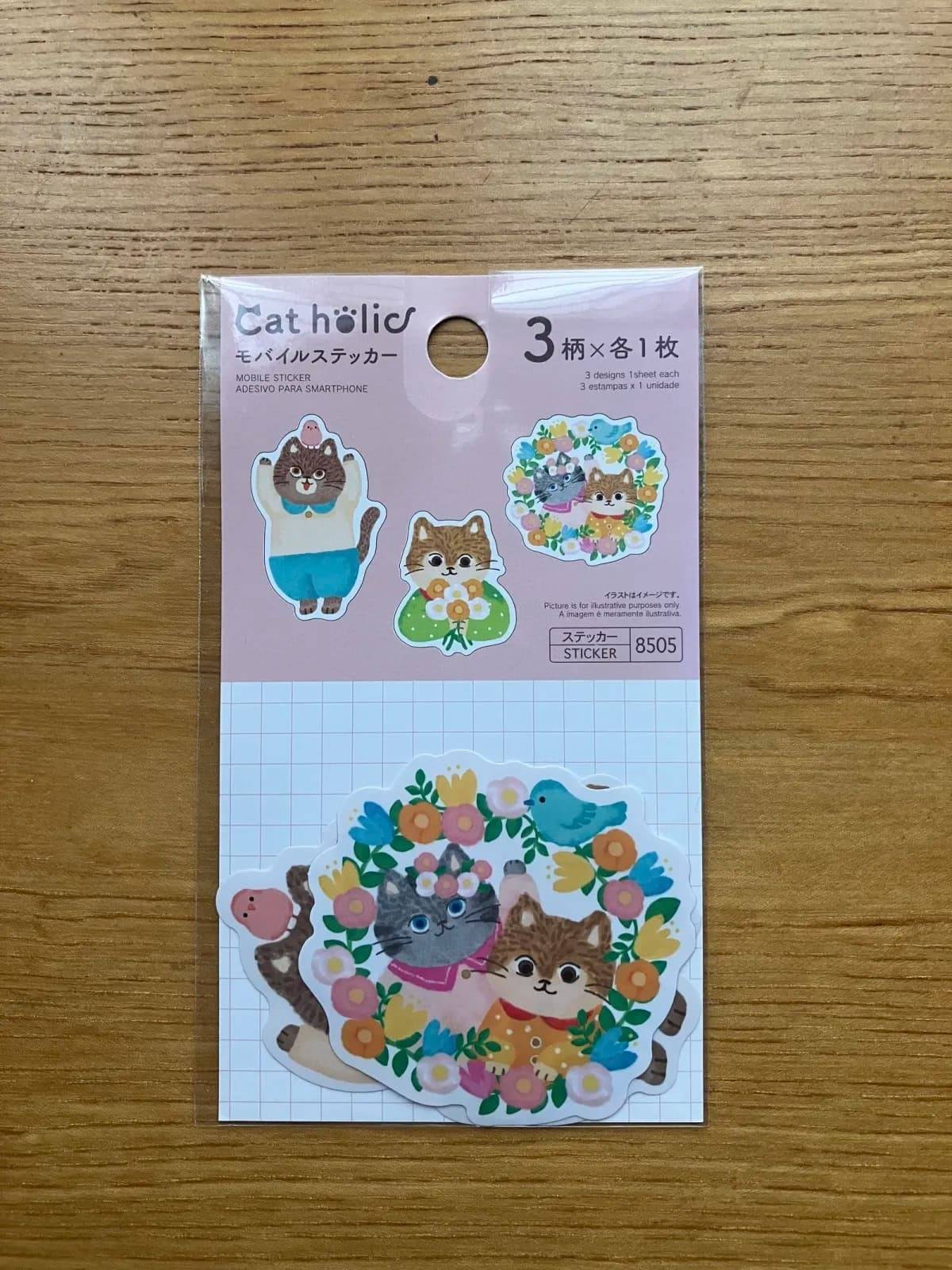 ダイソーモバイルステッカー(猫文具、C)ー1