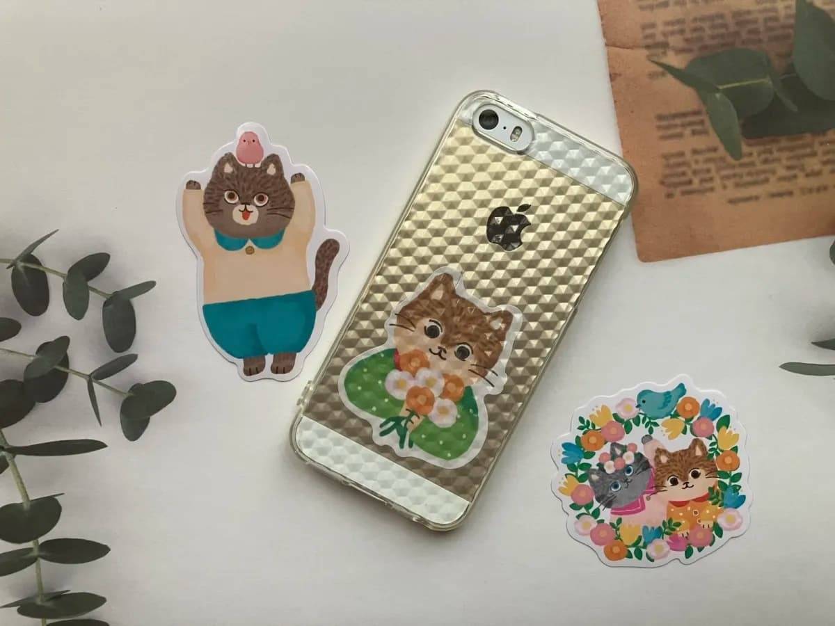 ダイソーモバイルステッカー(猫文具、C)−３