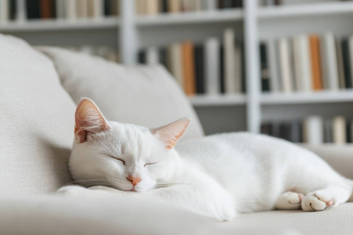 ソファで寝ている猫