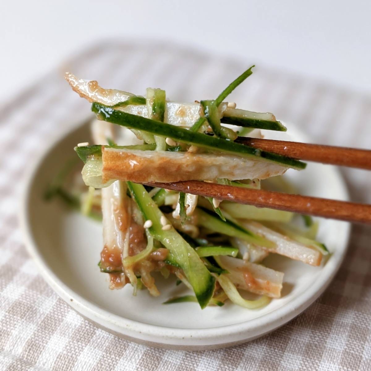 紀文公式の「ちくわときゅうりの梅肉あえのレシピ」のレシピ