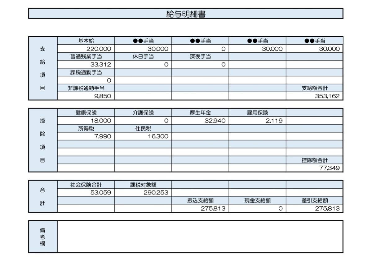 31歳、一般事務の給与明細