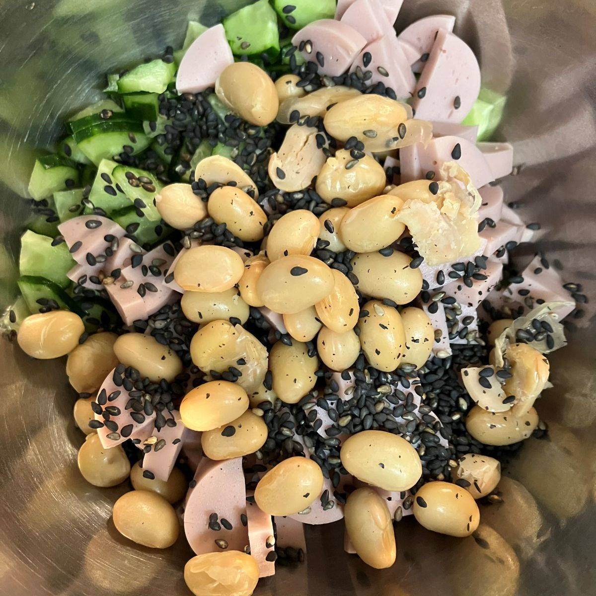 JAグループ公式の「お弁当に！きゅうりとハムとゆで大豆のサラダ♪」のレシピ