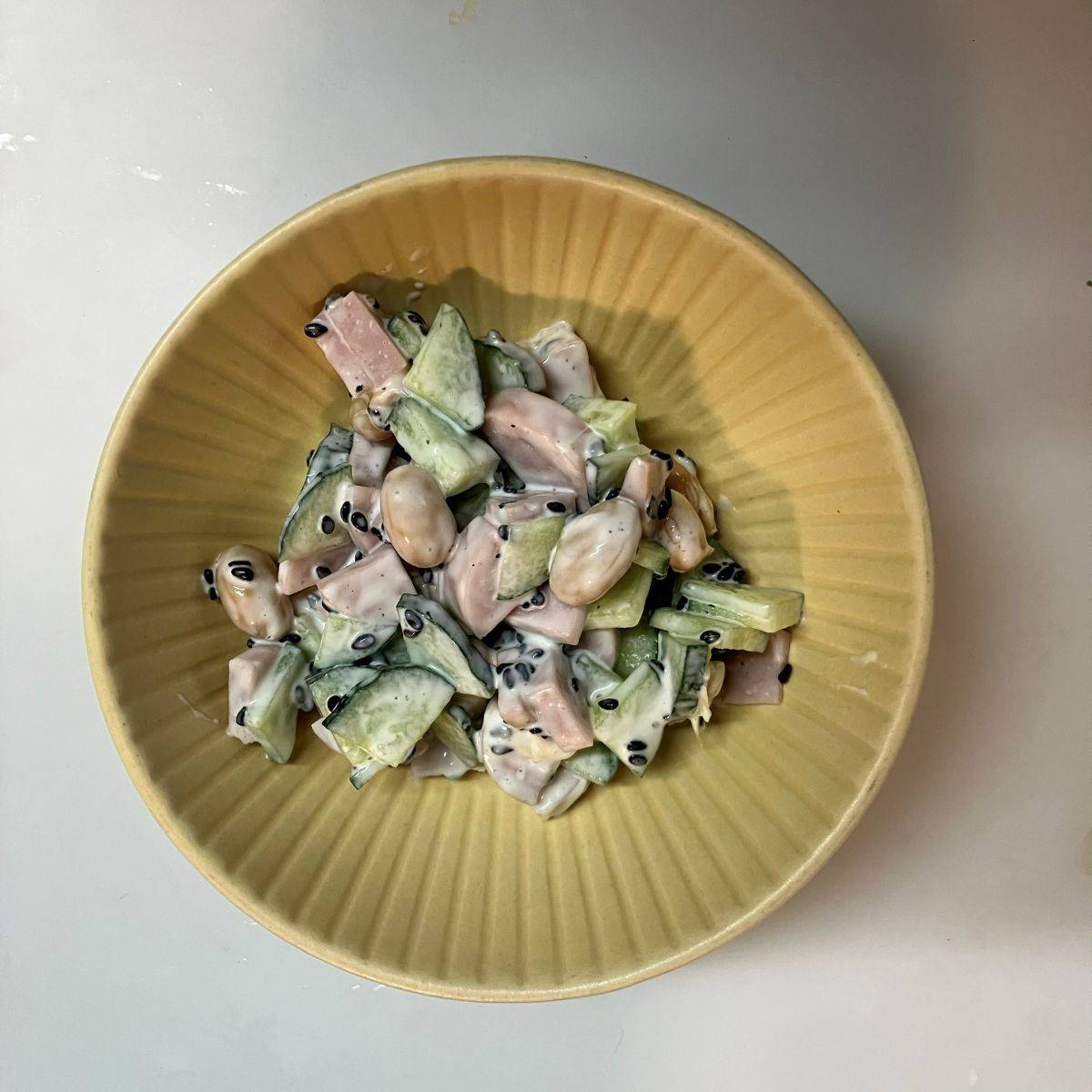JAグループ公式の「お弁当に！きゅうりとハムとゆで大豆のサラダ♪」のレシピ