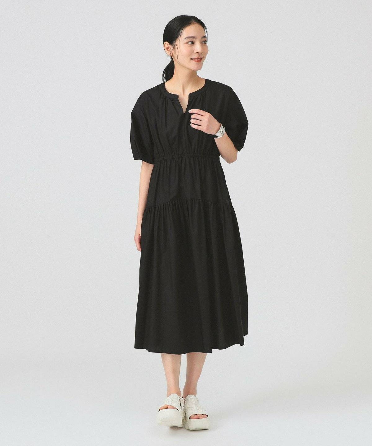 BEAMSWOMEN ランタン スリーブ ギャザー ワンピース