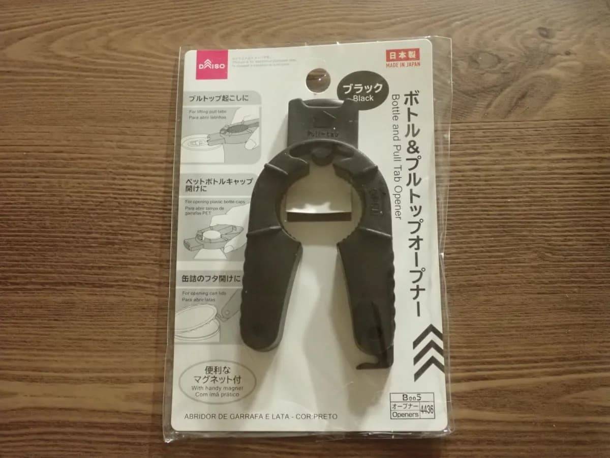 ダイソーボトル＆プルトップオープナー(ブラック)−１