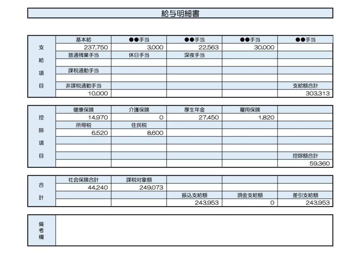28歳、事務職の給与明細