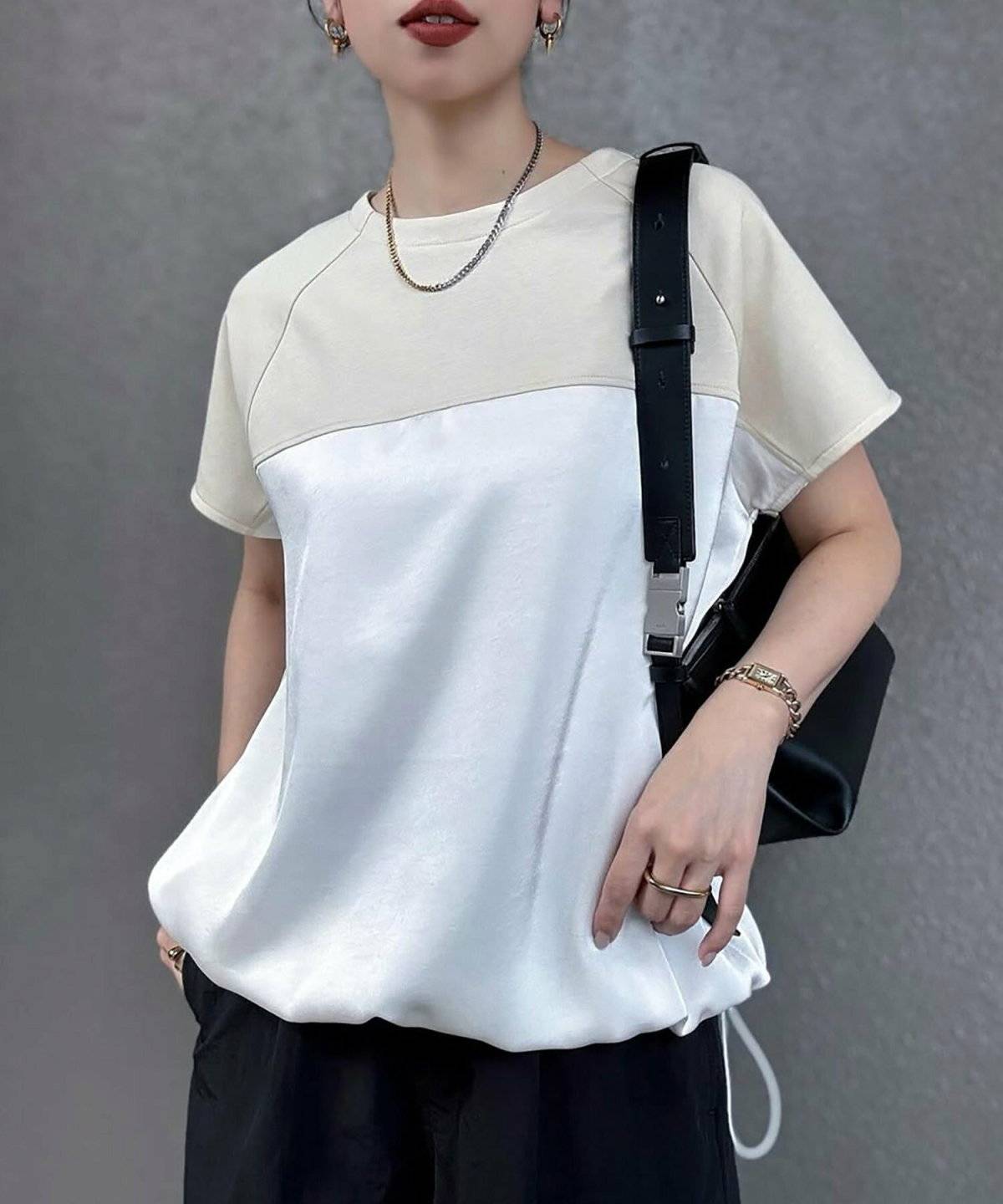 STYLEDOOR ライトダンボールドッキングラグランショートスリーブプルオーバー