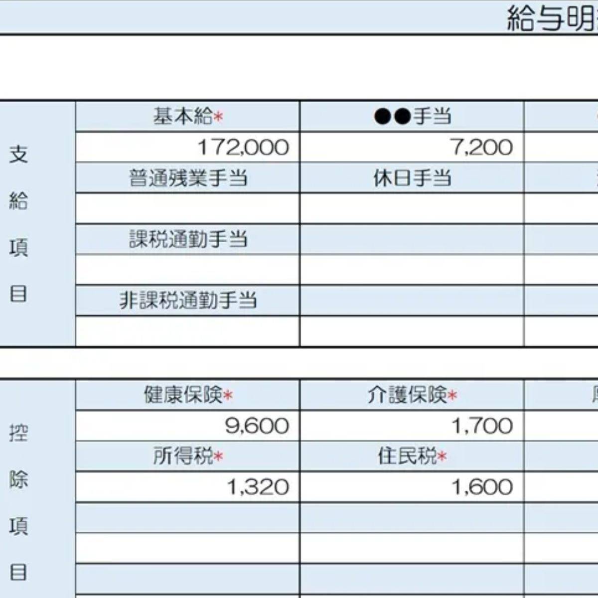 45歳、嘱託職員の給与明細