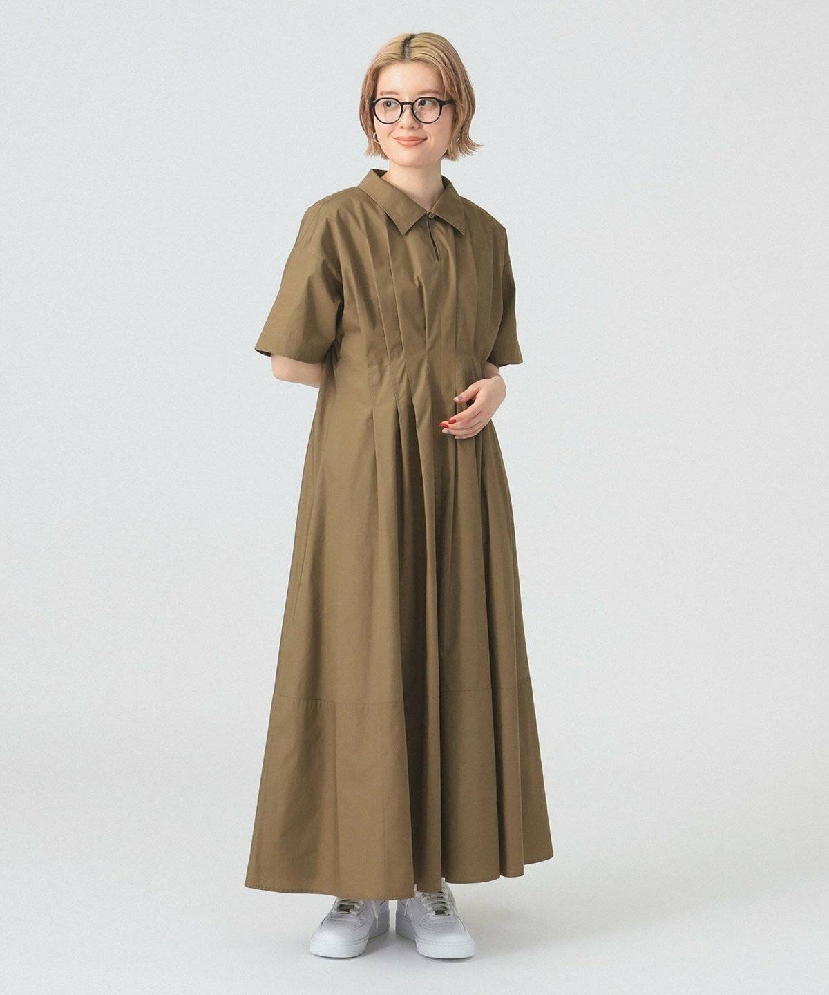 BEAMSWOMEN タック ウエスト シャツワンピース