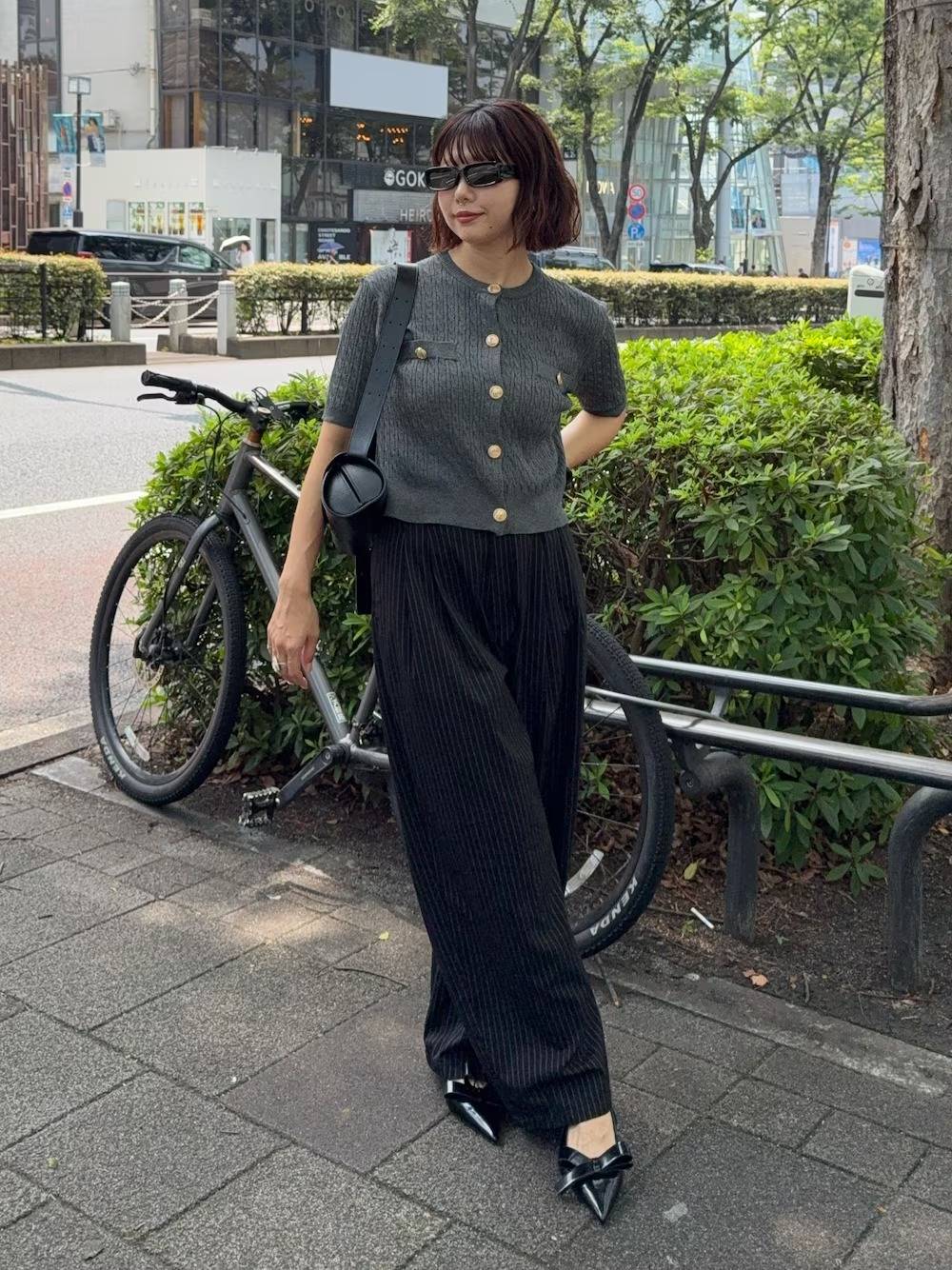 半袖カーディガンを合わせてきれいめに♡