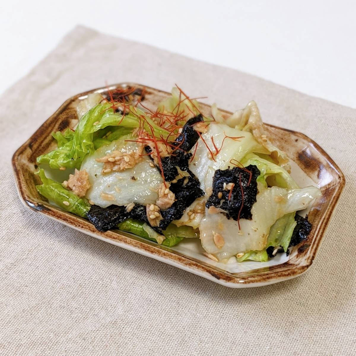 いなば公式の「ツナとレタスと海苔のサラダ」のレシピ