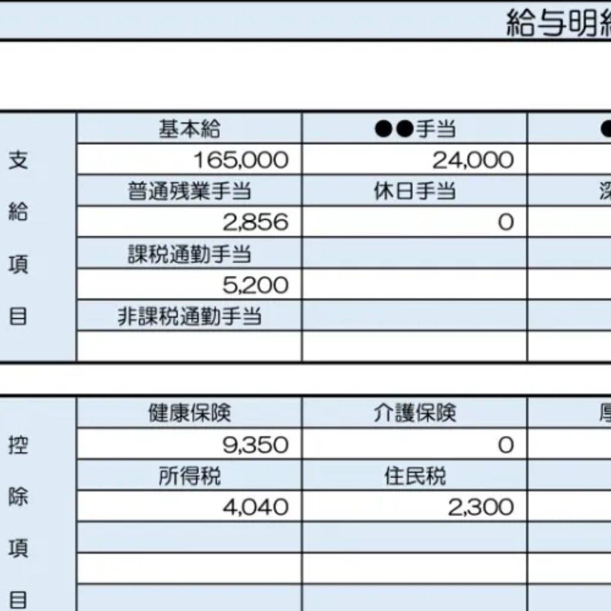 35歳、事務職の給与明細