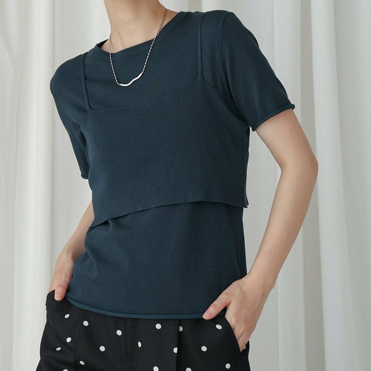 Bab/Bou Jeloud ニットTシャツ&キャミセット