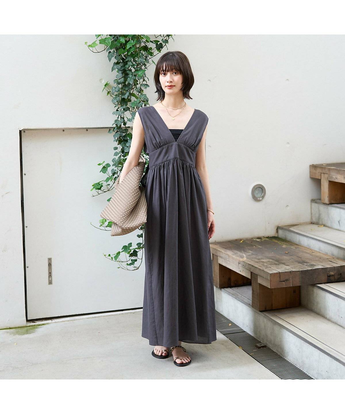 Rouge vif la cle 麻混3WAYウエストリボンワンピース