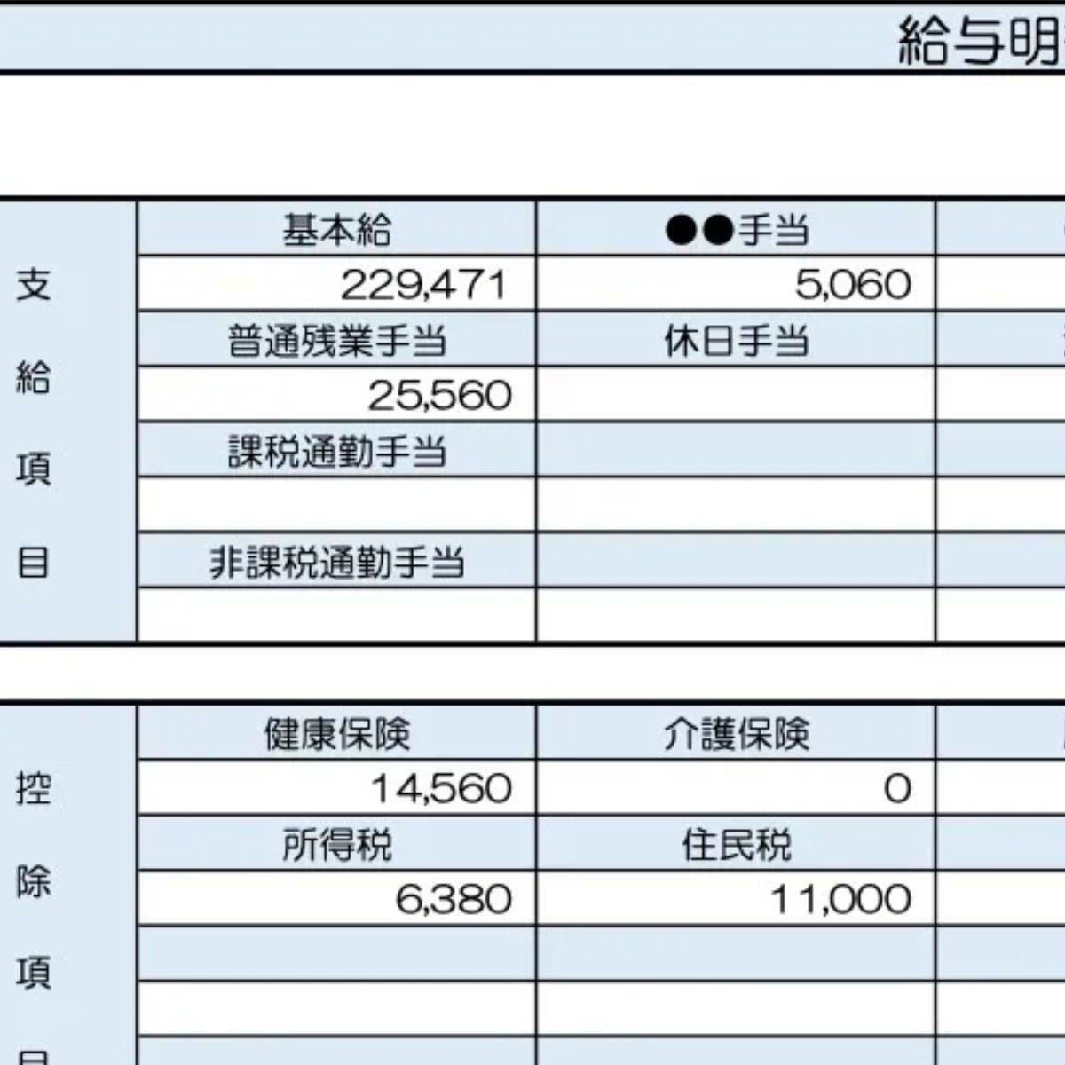 23歳 飲食店アルバイトの給与明細