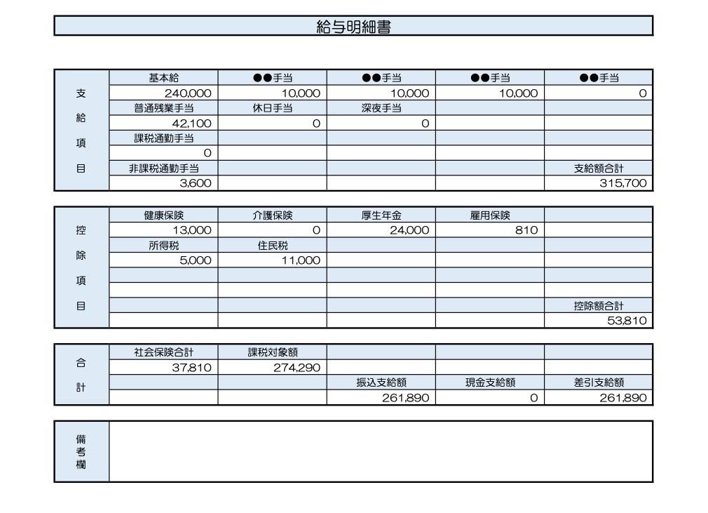 34歳、営業職の給与明細