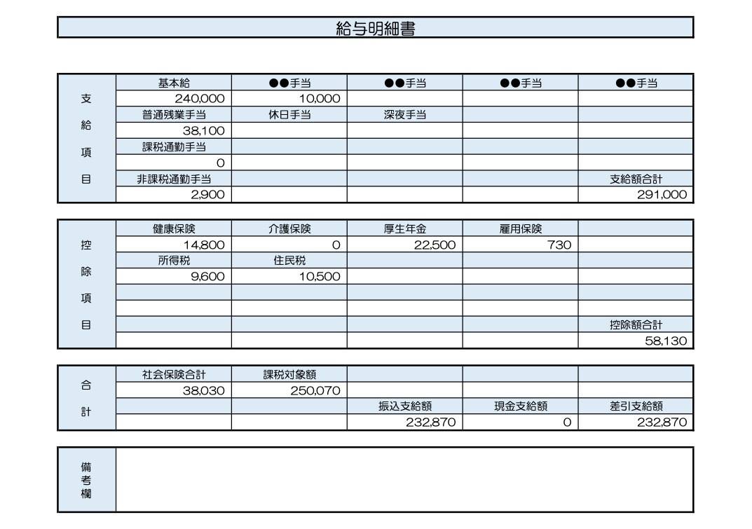 37歳、営業職の給与明細