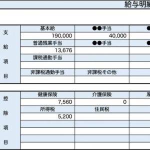  21歳、サービス業の給与明細 