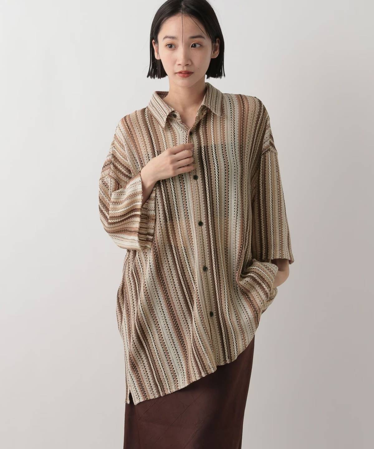 LOWRYS FARM 【UNISEX】メッシュスカシアミシャツ