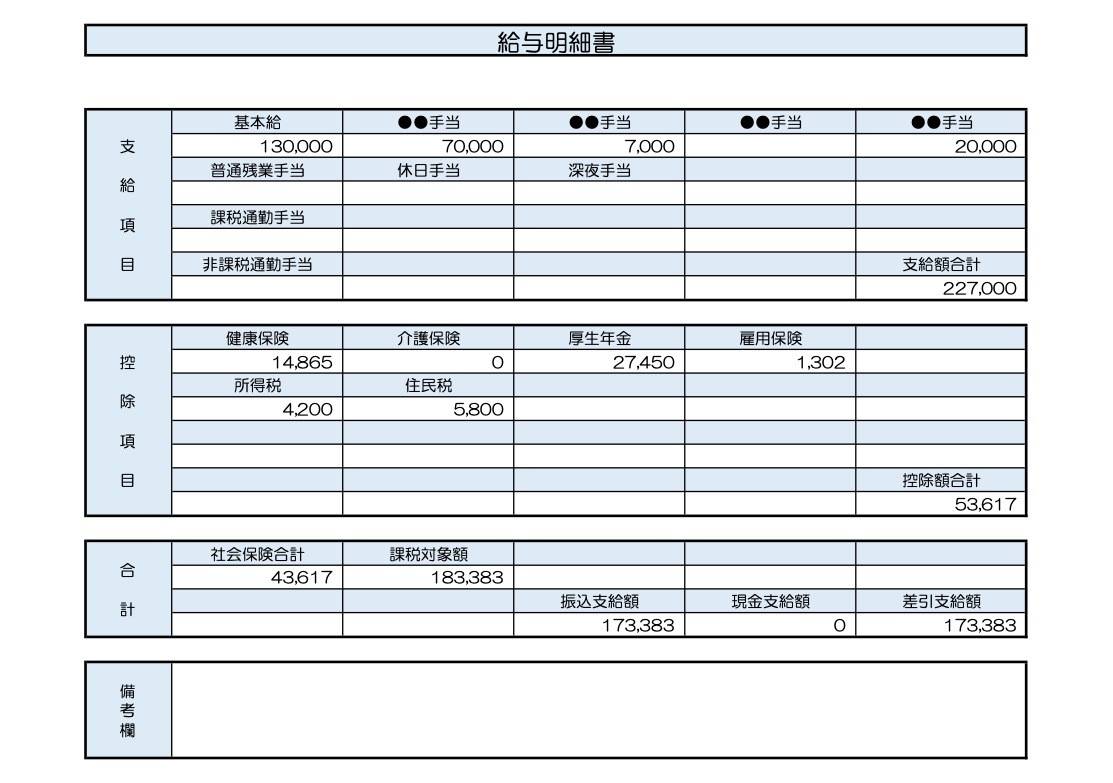 31歳、事務職の給与明細