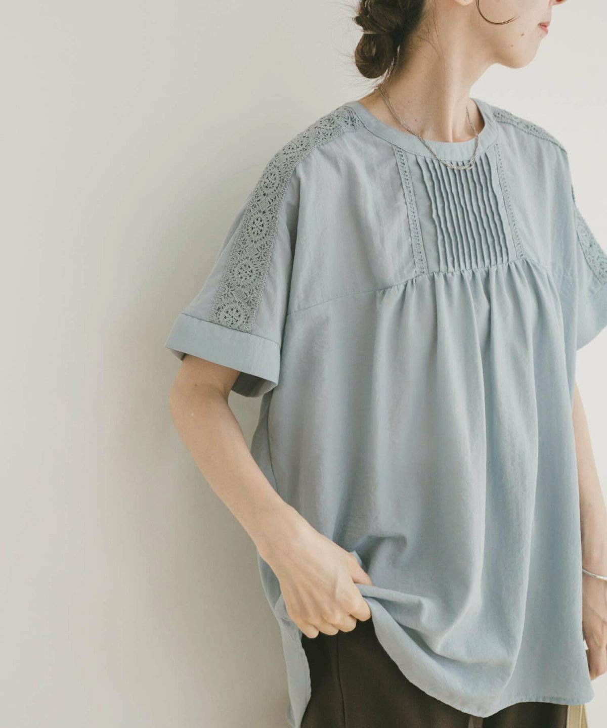 URBAN RESEARCH ITEMS ピンタックレースブラウス