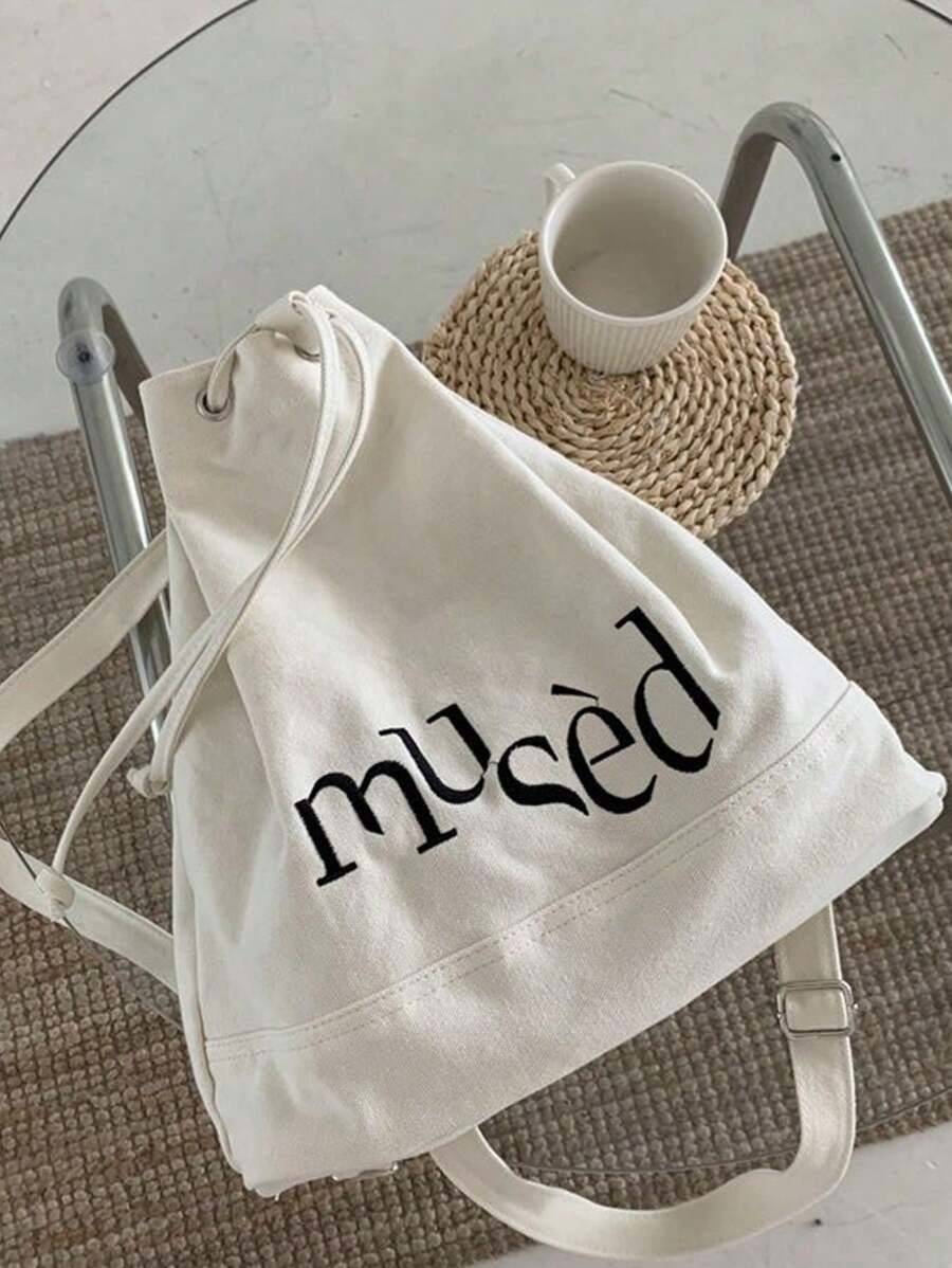 SHEIN 刺繍レター巾着リュック