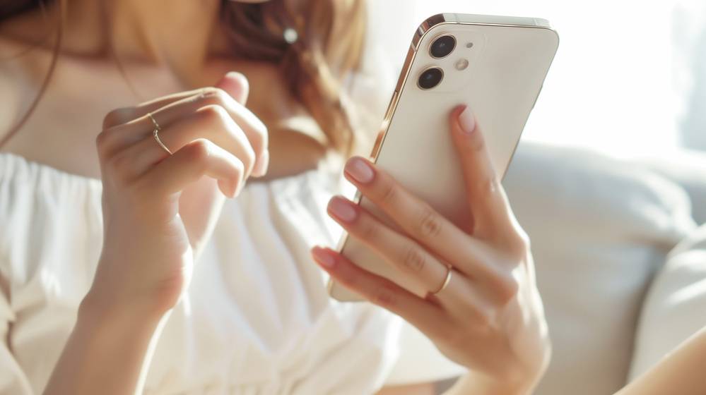 スマホを操作する女性の手