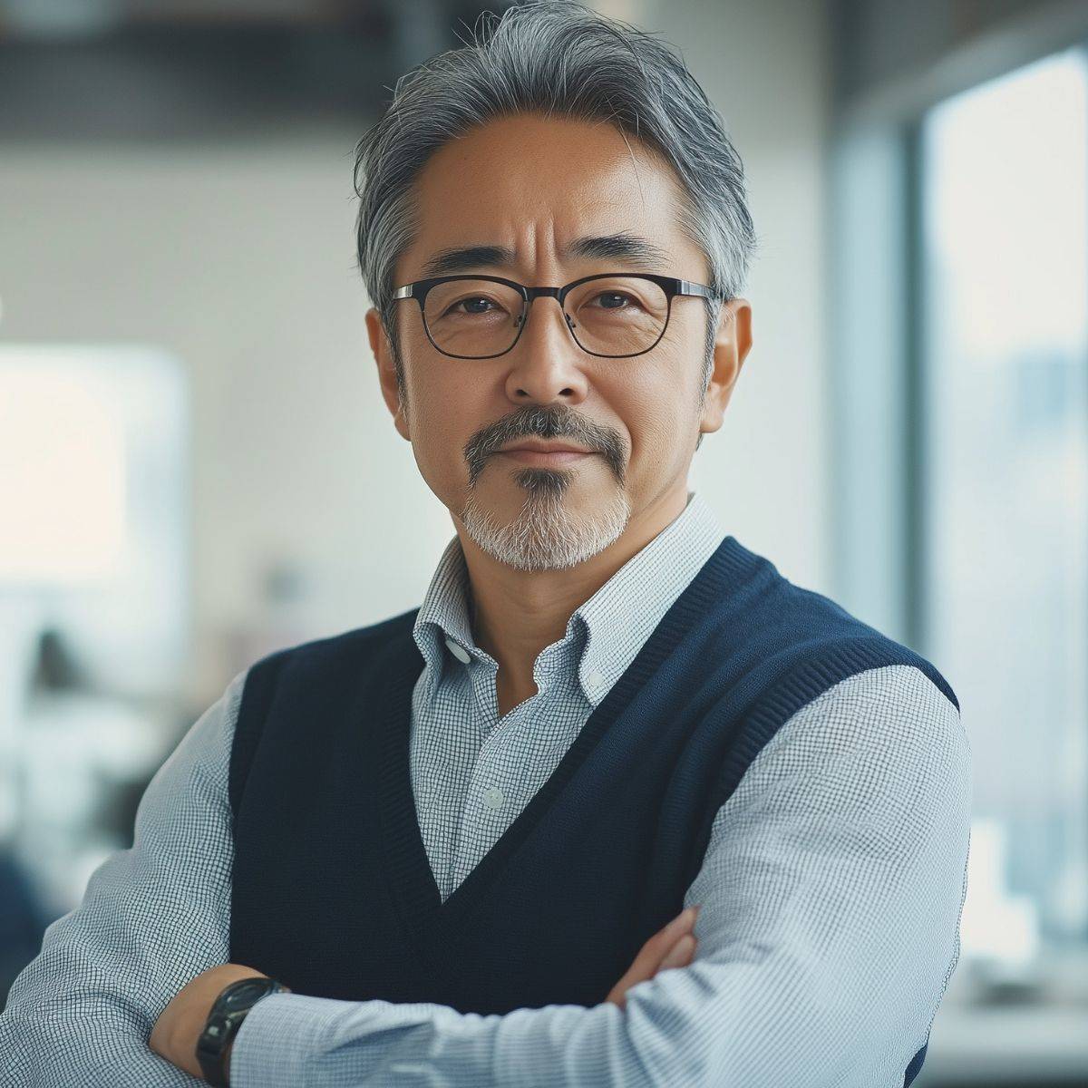 腕組みをしている男性