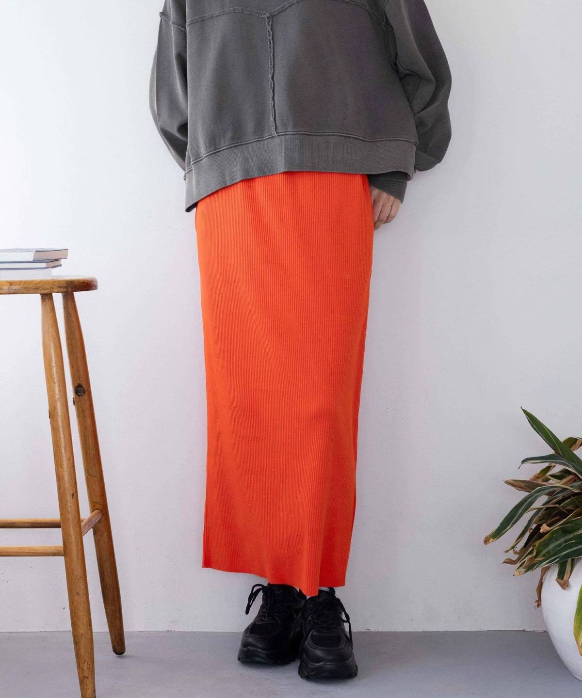 LOWRYS FARM カットリブタイトスカート