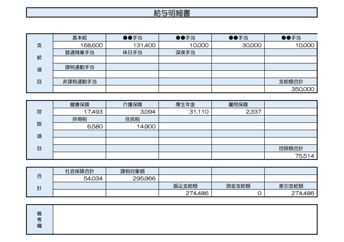 43歳、営業職の給与明細
