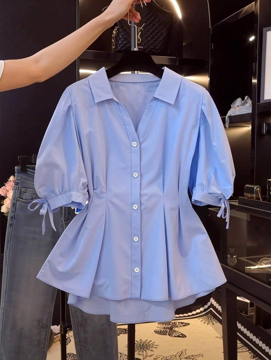 SHEIN Flirla パフスリーブブラウス