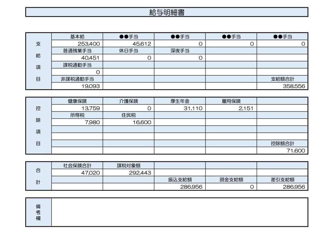 31歳、一般事務の給与明細