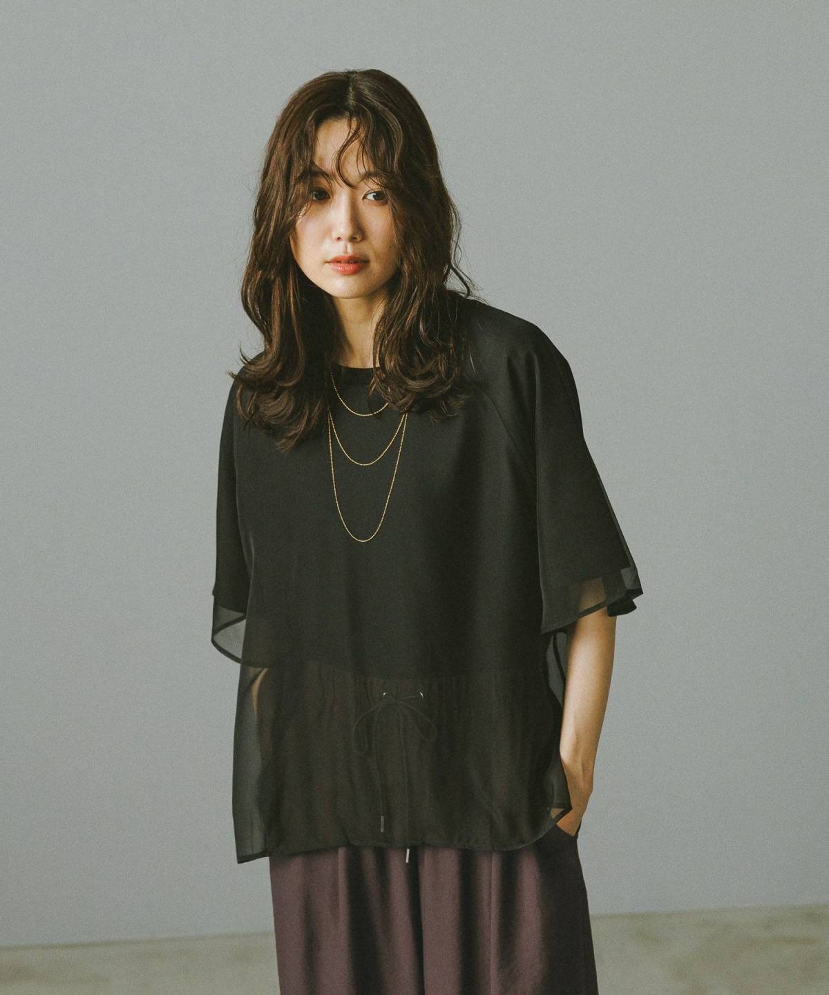 GLOBAL WORK　シフォンドッキング7分袖