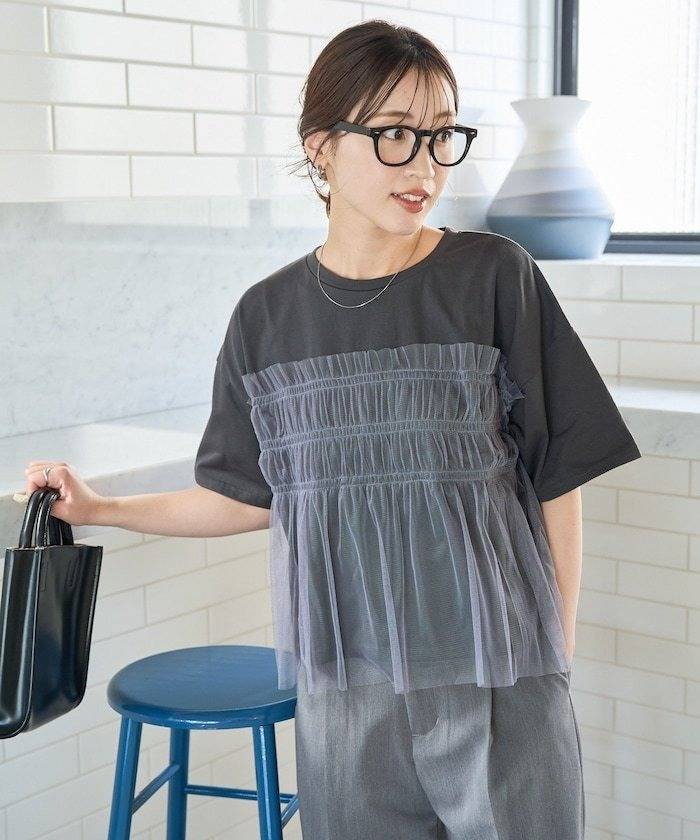 FREAK'S STORE チュールフリルドッキング半袖Tシャツ