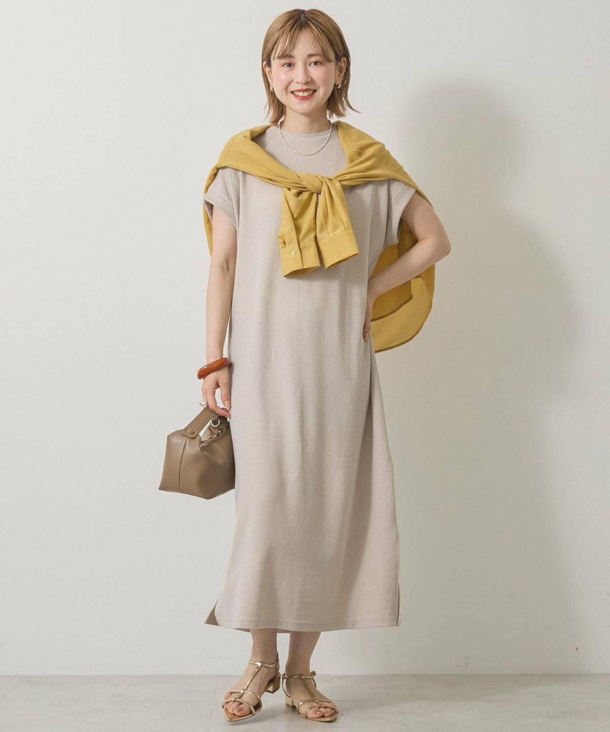 AMERICAN HOLIC ワッフルサイドスリット半袖ワンピース