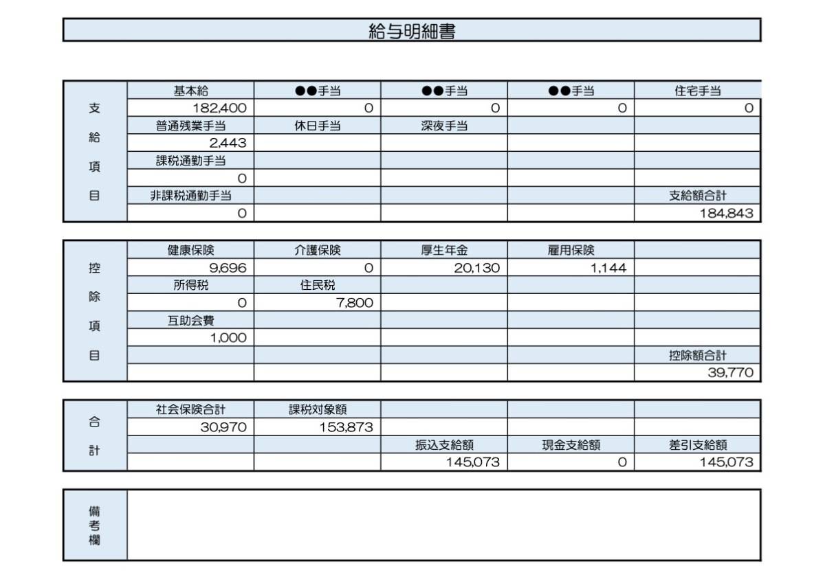 28歳、事務職の給与明細を見る