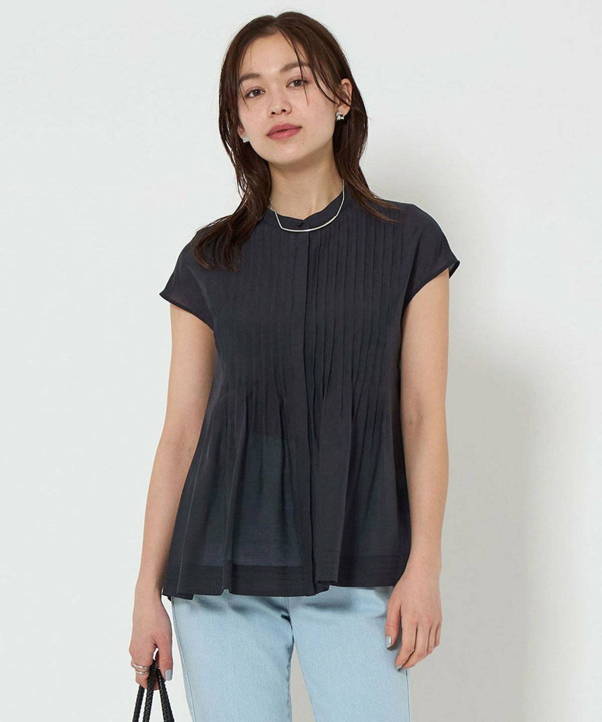 UNITED ARROWS green label relaxing フロント ピンタック フレンチスリーブ ブラウス
