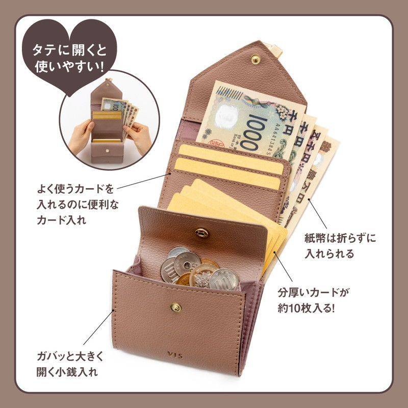 VIS ハートカット財布ミニ MILKTEA BEIGE