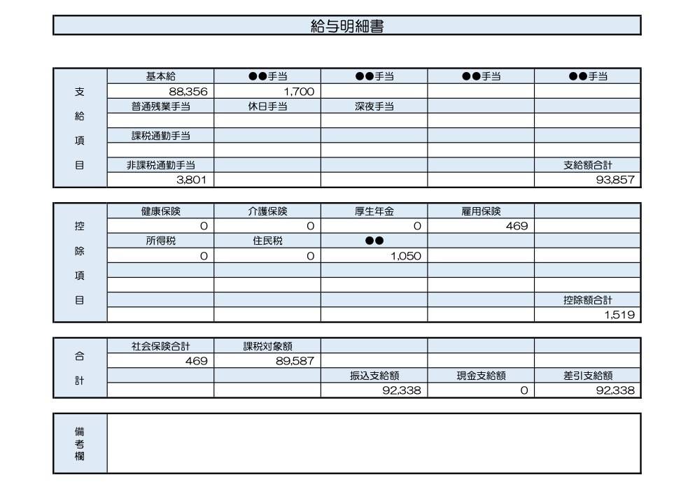 33歳、契約社員の給与明細
