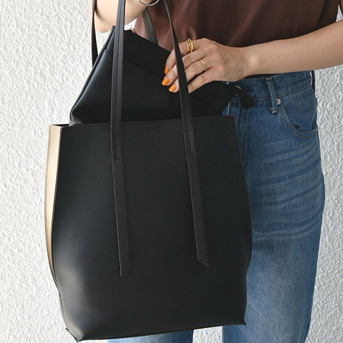 SHIPS ポーチ付き バイカラー A4 トートバッグ