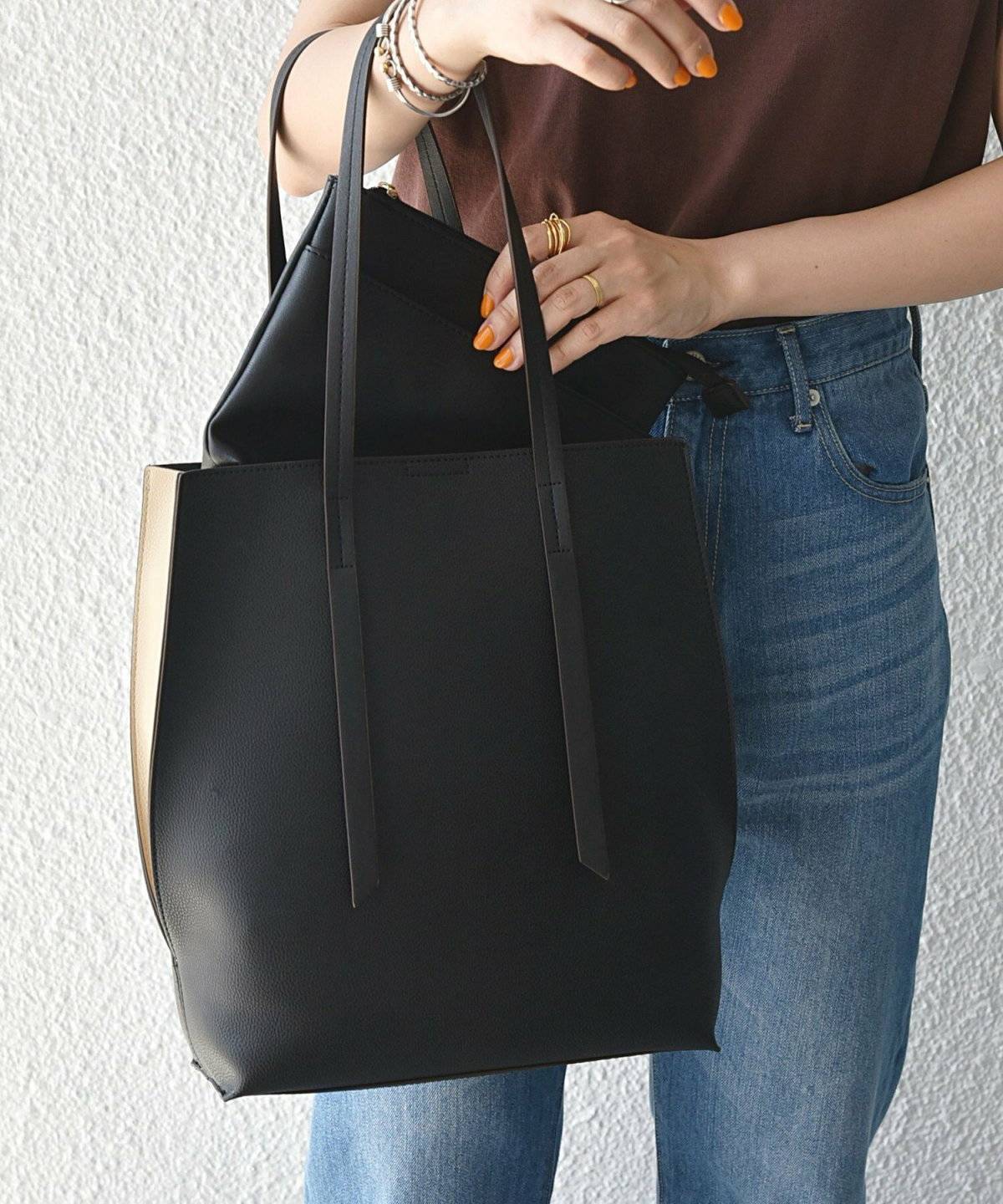 SHIPS ポーチ付き バイカラー A4 トートバッグ