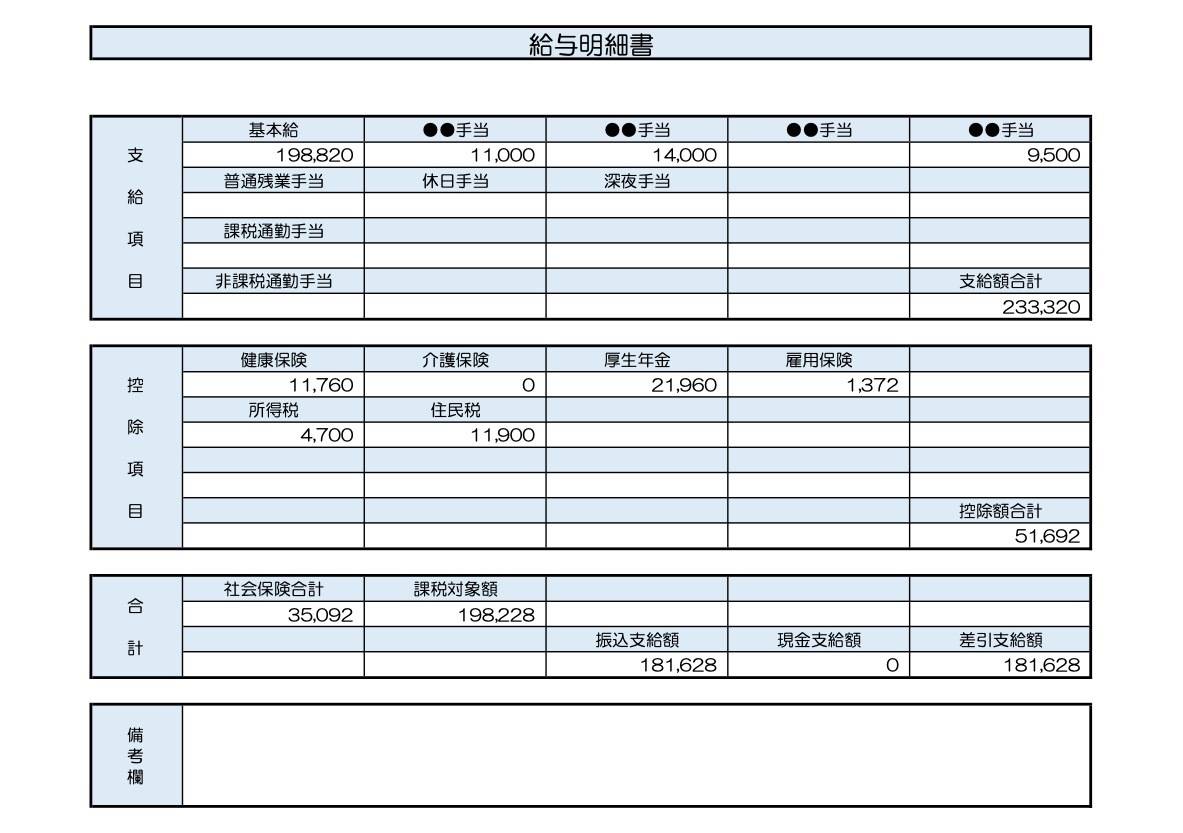 26歳、研究職の給与明細