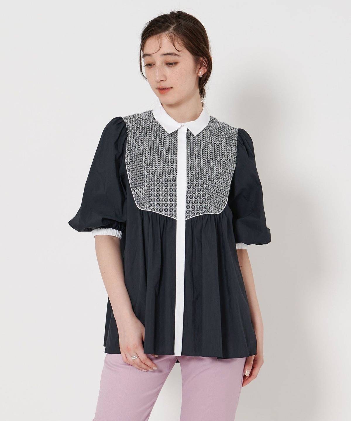 UNITED ARROWS エンブロイダリーショートスリーブブラウス