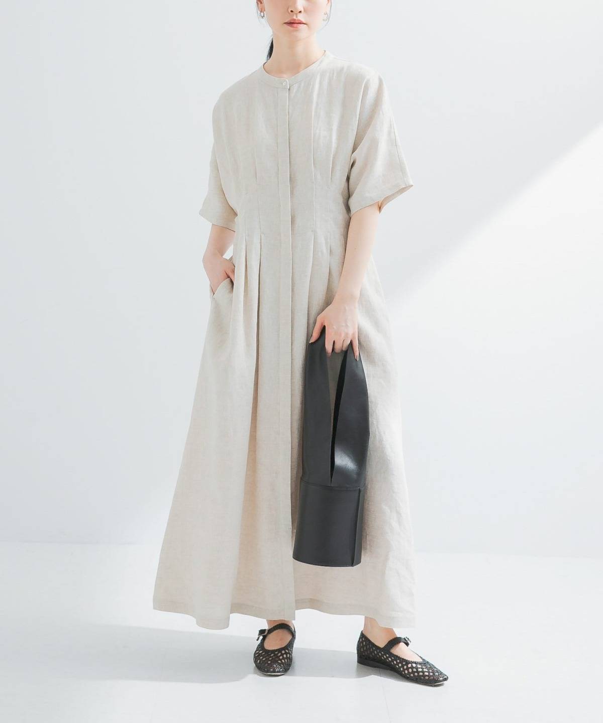 Urban Research タックデザインリネンワンピース