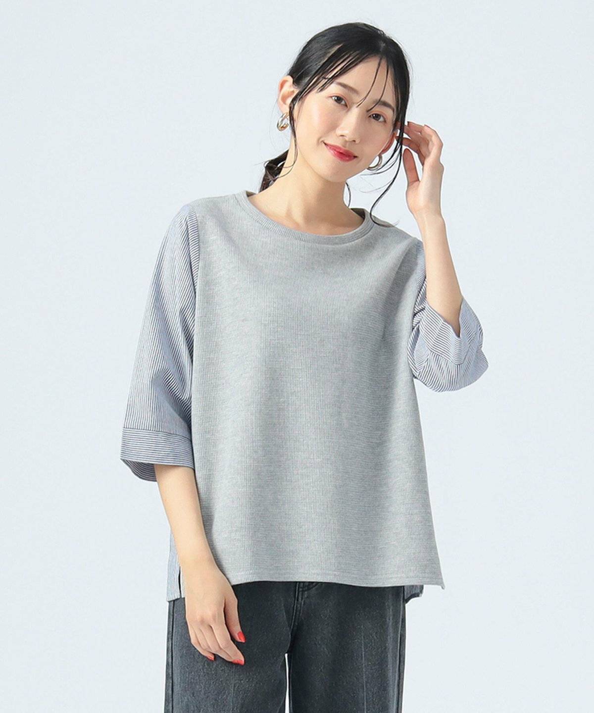BEAMS HEART ワッフル * ストライププルオーバー