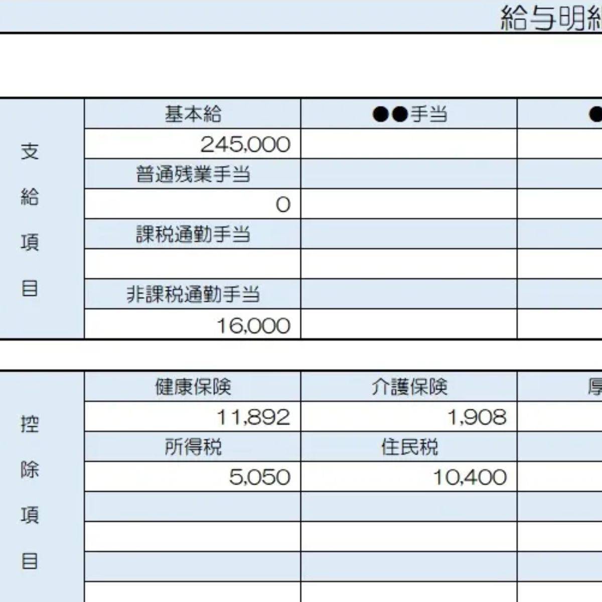 41歳、事務職の給与明細