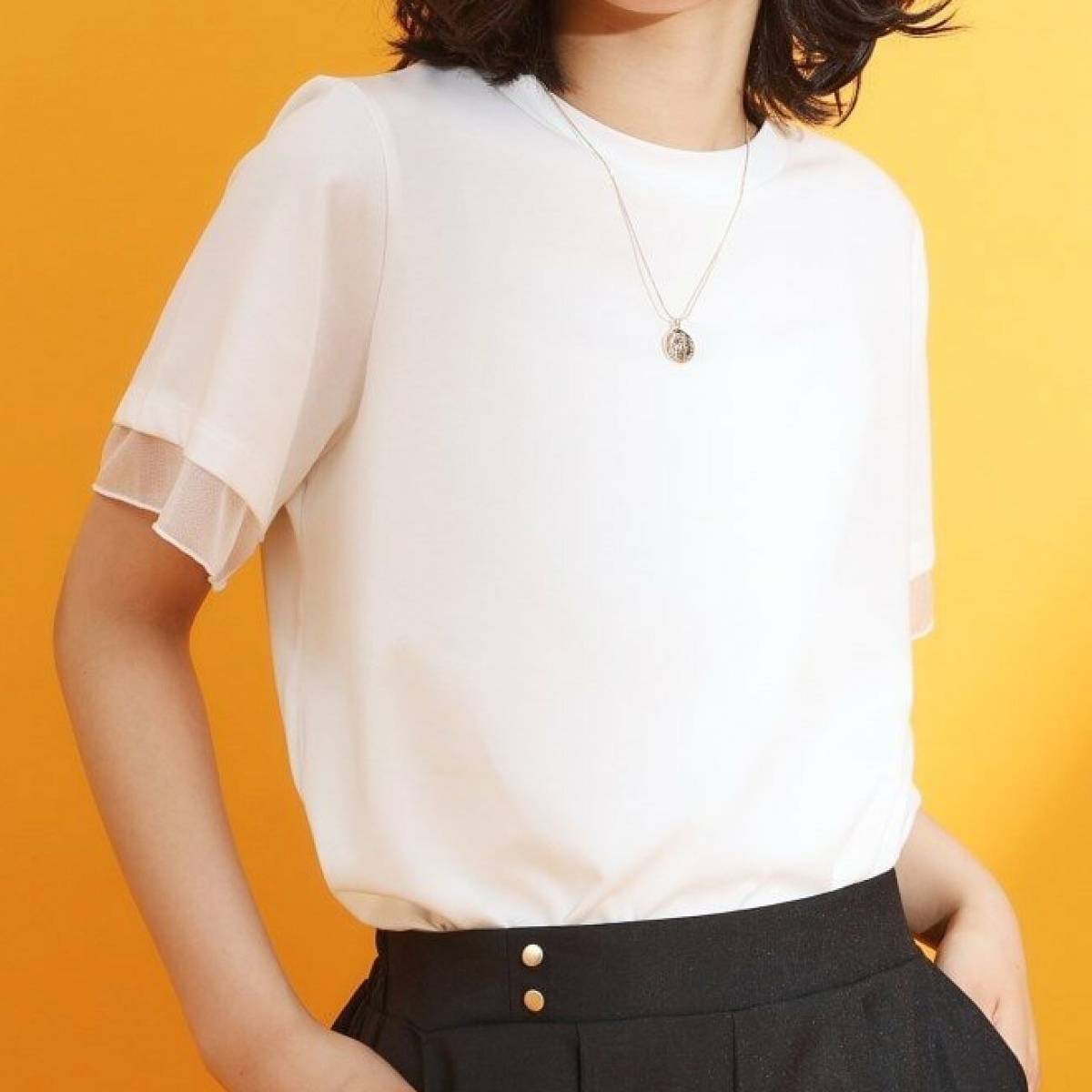 THESHOP TK 袖シアーTシャツ