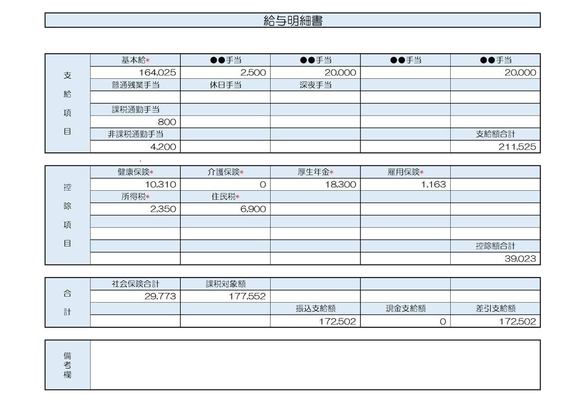 33歳、経理の給与明細